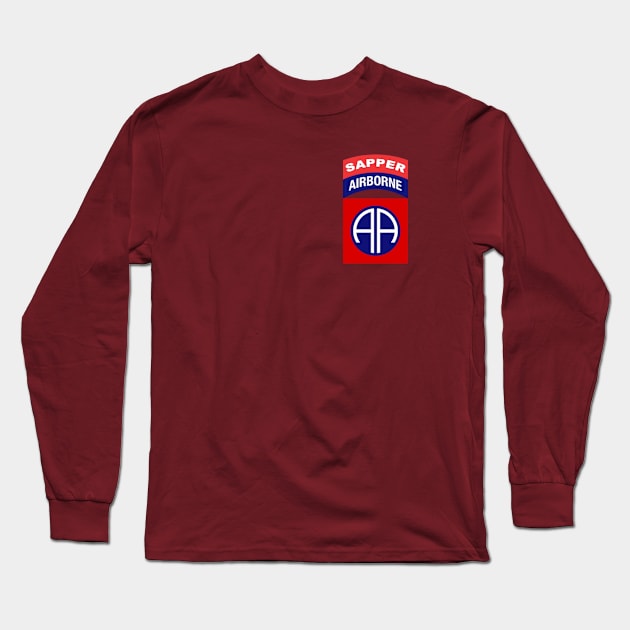 82 Airborne Sapper Tab - Side of Chest Long Sleeve T-Shirt by Desert Owl Designs